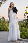 Ethereal Elegance White Maxi Dress With large flower detail