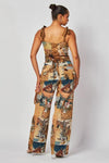 TAPESTRY TWO PIECE LACE BACK TOP FLARE PANT SET