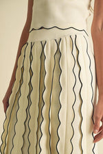 PLEATED TRIM DETAIL KNIT TOP AND MAXI SKIRT