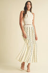 PLEATED TRIM DETAIL KNIT TOP AND MAXI SKIRT