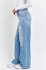 High Rise Wide Leg with Double Scoop Pocket DENIUM JEAN