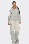 Asymmetrical Heather Grey Zip-Up Tracksuit CROP JACKET