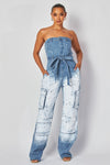 TUBE TOP DENIM OMBRE JUMPSUIT