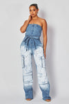 TUBE TOP DENIM OMBRE JUMPSUIT