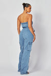 TUBE TOP DENIM OMBRE JUMPSUIT