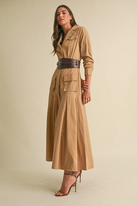 CARGO TWILL MAXI DRESS