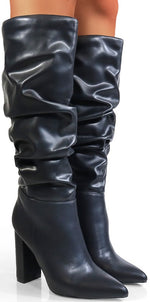 WOMEN SLOUCHY CHUNKY HIGHER SHAFT BOOTIES