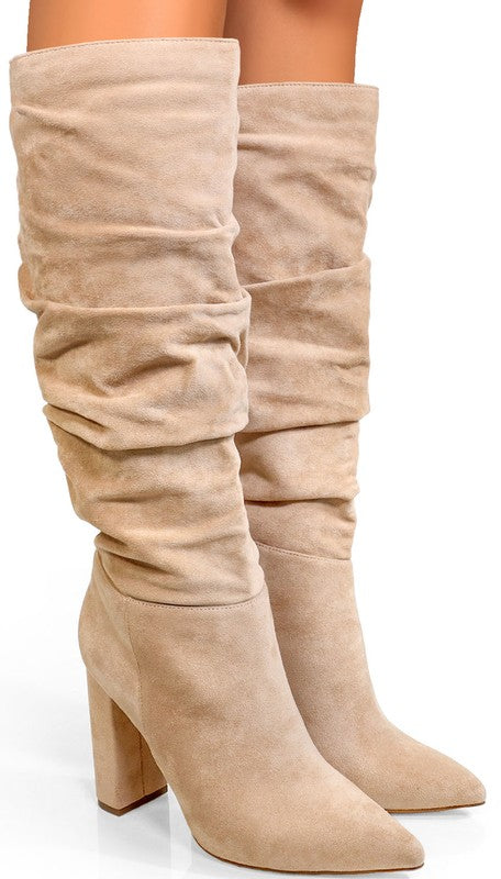 WOMEN SLOUCHY CHUNKY HIGHER SHAFT BOOTIES