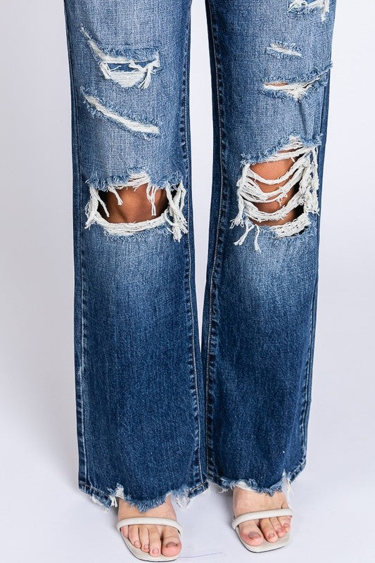 HIGH RISE RIGID VINTAGE FLARE W/ PATCH WORK JEANS