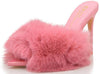 WOMENS FURRY FUR POINTY TOE STILETTO SLIDES