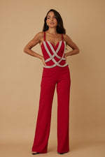 THICK RHINESTONE BAND LAYER JUMPSUIT