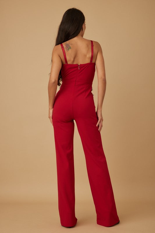 THICK RHINESTONE BAND LAYER JUMPSUIT