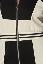 Fine Stripe Color Block Track Jumpsuit