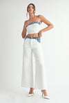 TUBE TOP TWO TONE DENIM CONTRAST PANT SET