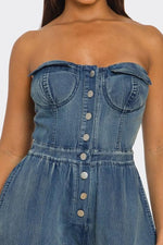 Corset Denim Drawstring Jumpsuit