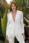 LACE WHITE BLAZER WITH MATCHING BELL PANT