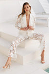 LACE WHITE BLAZER WITH MATCHING BELL PANT