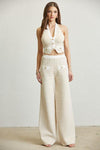 RIBBED CHANEL INSPIRED KNIT GOLD BUTTON TOP PANT 2-PC SET