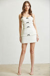 FRAYED TWEED RIBBON BOW MINI DRESS