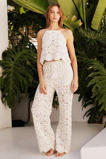 Floral Crochet Straight Pants AND TOP SET