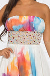 OFF-SHOULDER SLEEVELESS COLORFUL PRINTED  MAXI DRESS