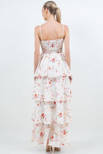 FLORAL TIERED TIE FRONT SMOKED BACK MAXI DRESS