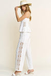 CROCHET DETAIL TOP AND PANTS SET