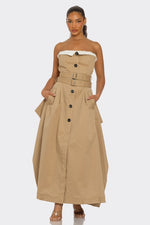 Chic Reinvented Trench Maxi  tube Dress