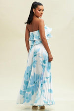 RUFFLE TUBE  TOP WITH PLEADED MAXI SKIRT SET