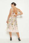 3D Floral Embroidered Tulle Midi Dress