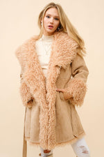 Mid Length Fur Belted Coat