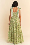 GARDEN FLORAL PRINTED LACE MAXI TIERED DRESS