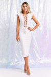 BANDAGE CRISS CROSS MIDI DRESS