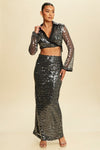 SEQUIN CROP TOP WITH MAXI SKIRT