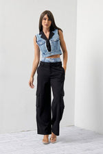 DENIM VEST WITH CARGO PANT TWO TONE SET