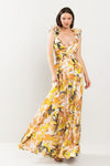 RUFFLED SHOULDER MAXI DRESS OPEN BACK - PRIVILEGE 