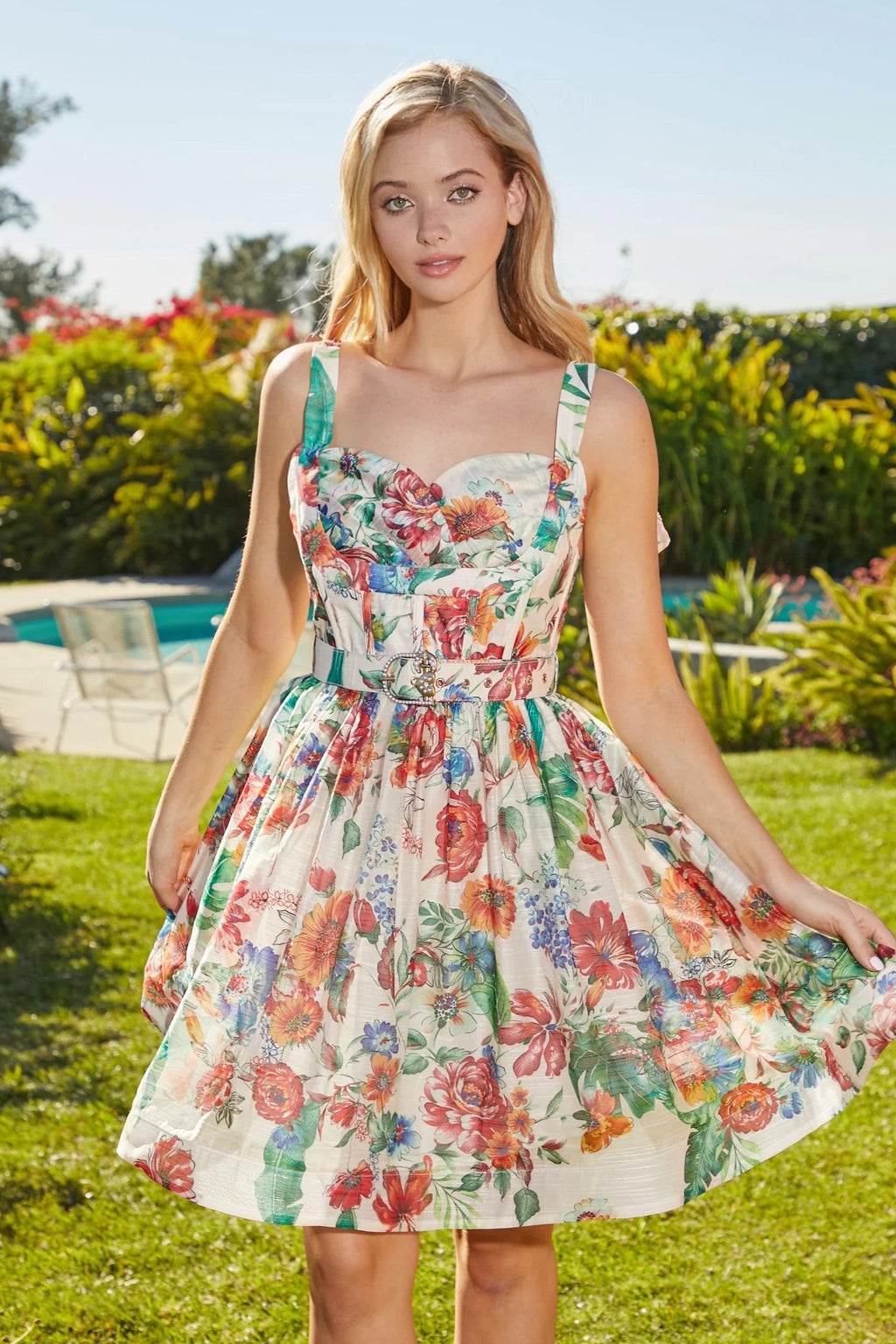 FLOWER PRINT MINI DRESS - PRIVILEGE 