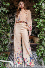 LIGHT PEACH FLORAL PANT SET