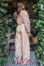 LIGHT PEACH FLORAL PANT SET