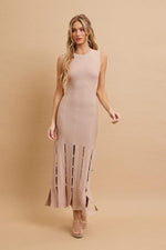 PEARL DETAIL MAXI SLIT DETAIL DRESS