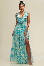 RIVERA RUFFLE MAXI DRESS - PRIVILEGE 