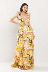 RUFFLED SHOULDER MAXI DRESS OPEN BACK - PRIVILEGE 