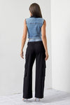 DENIM VEST WITH CARGO PANT TWO TONE SET