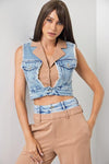 DENIM VEST WITH CARGO PANT TWO TONE SET