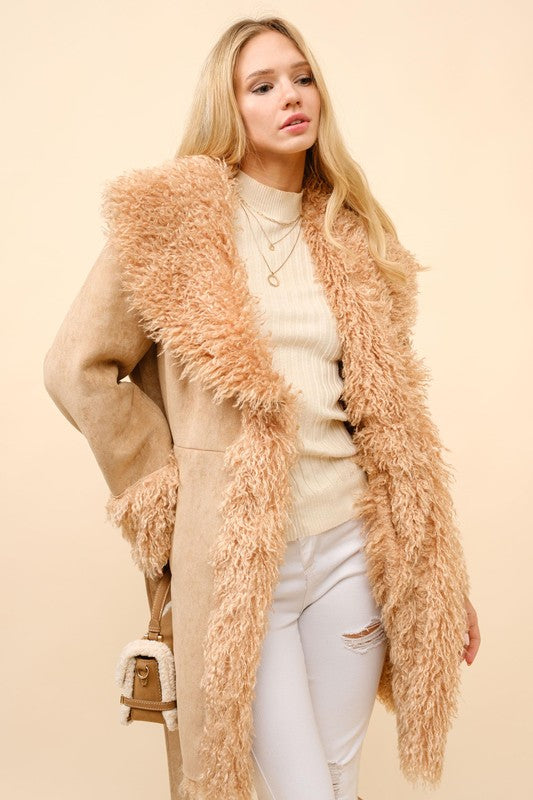 Mid Length Fur Belted Coat