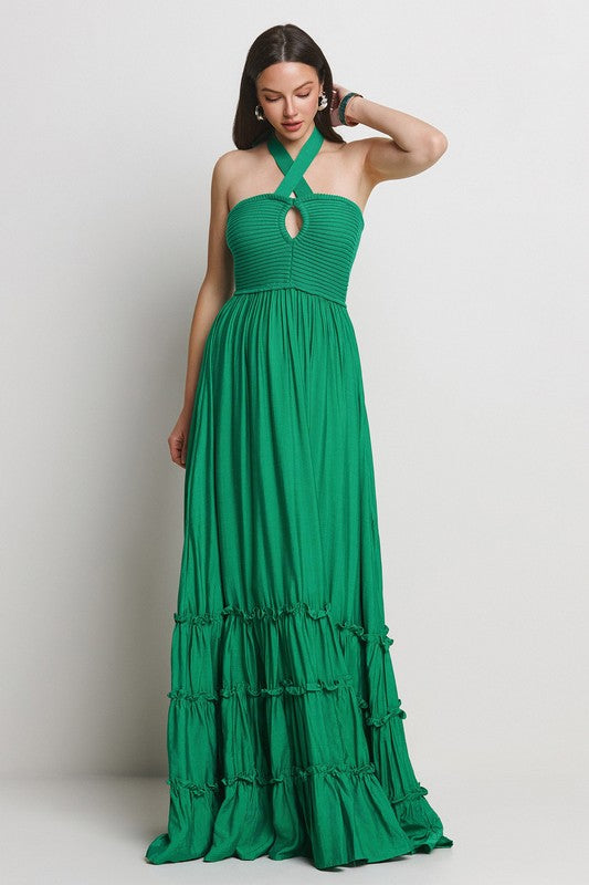 TUBE TOP WITH TRIPLE TIERE ATTACHED LONG MAXI