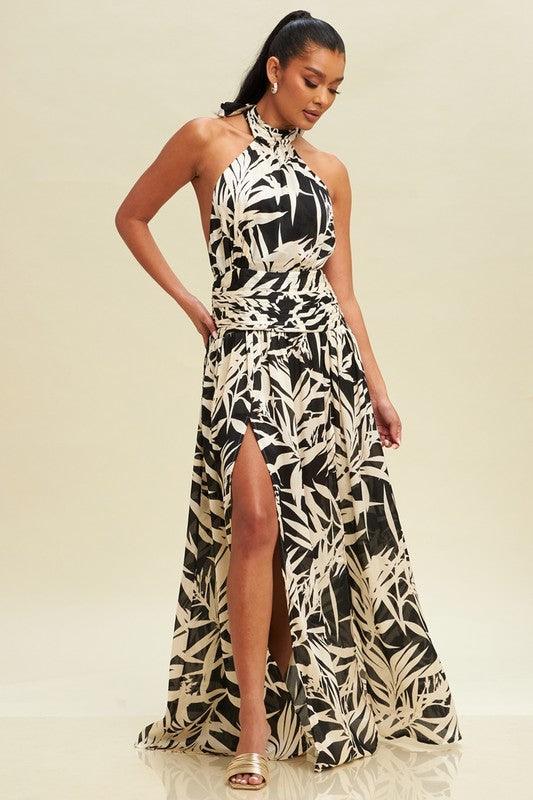 PALMS HALTER MAXI DRESS - PRIVILEGE 