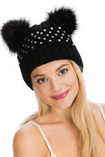 rhinestone pom pom hat - PRIVILEGE 