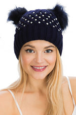 rhinestone pom pom hat - PRIVILEGE 