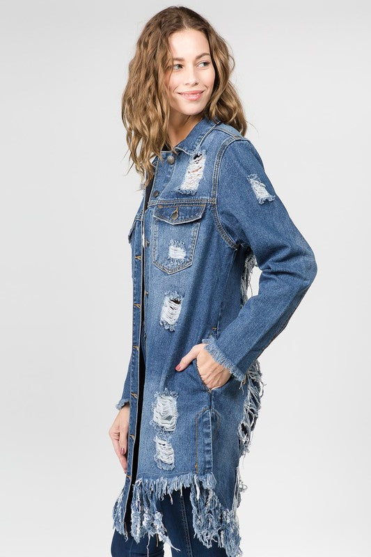 Jean shirt jacket distressed - PRIVILEGE 